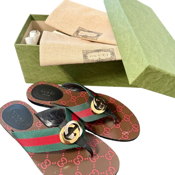 Gucci Shoes - Gucci Kika Web Thong Sandals